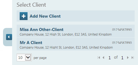 New document select a client