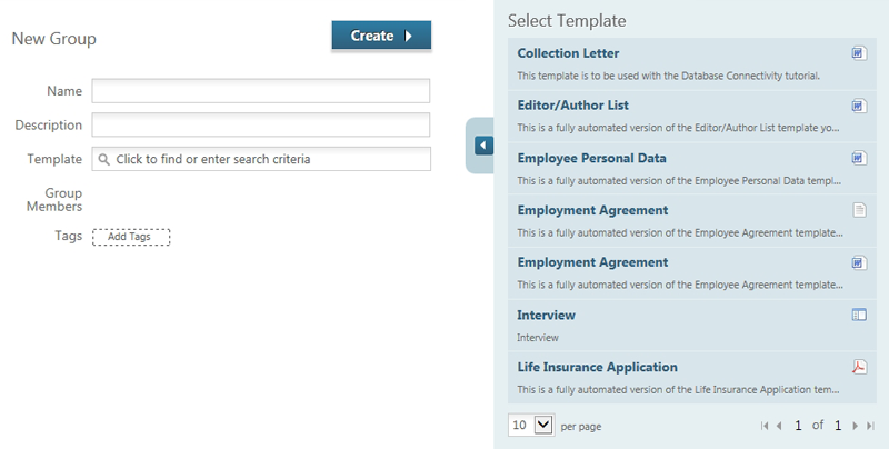 Template group overview