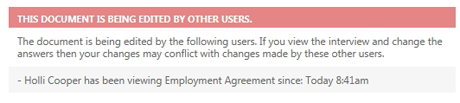 Document currently being edited warning
